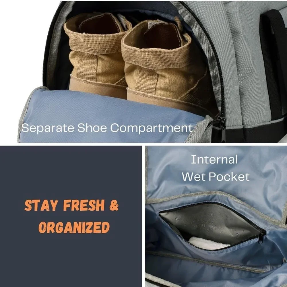 Syryx Gear Gym Bag Unisex Sports Duffle Bag Separate Wet Pocket, Shoe Spaces NWT